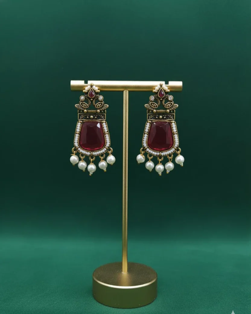 Victorian-Style Antique Gold Earrings with Pearl Embellishments — image 3