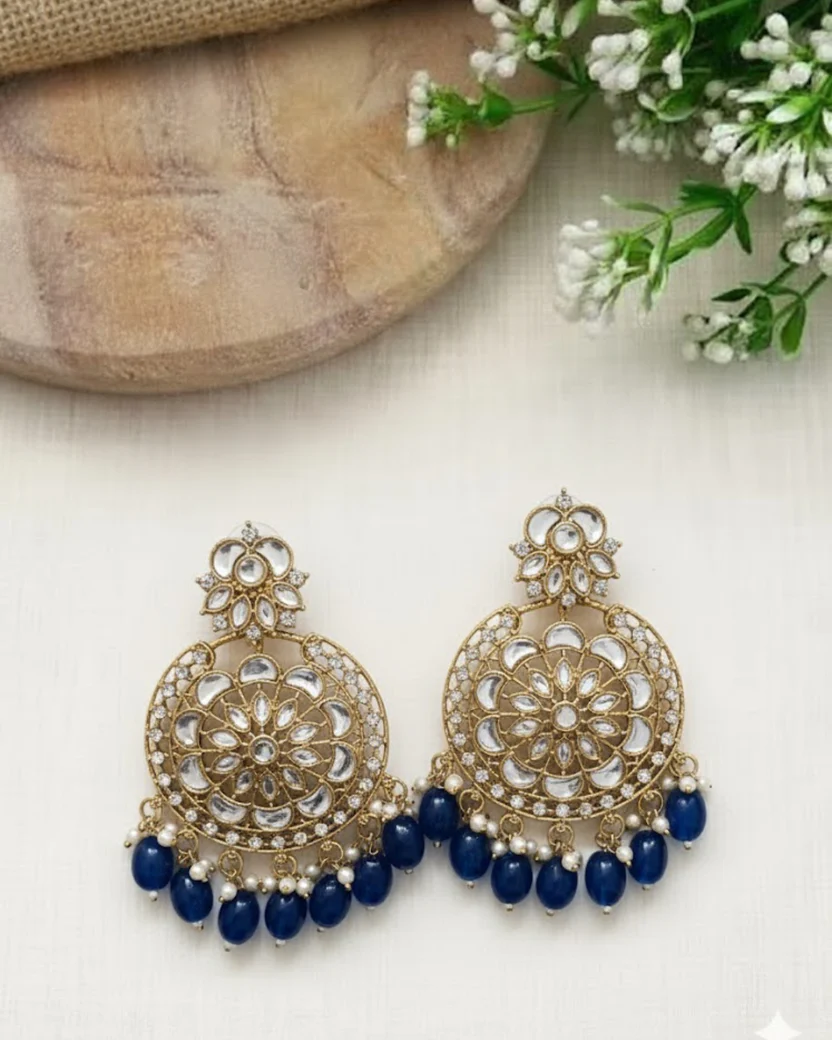Kundan Earrings with Beads — image 4