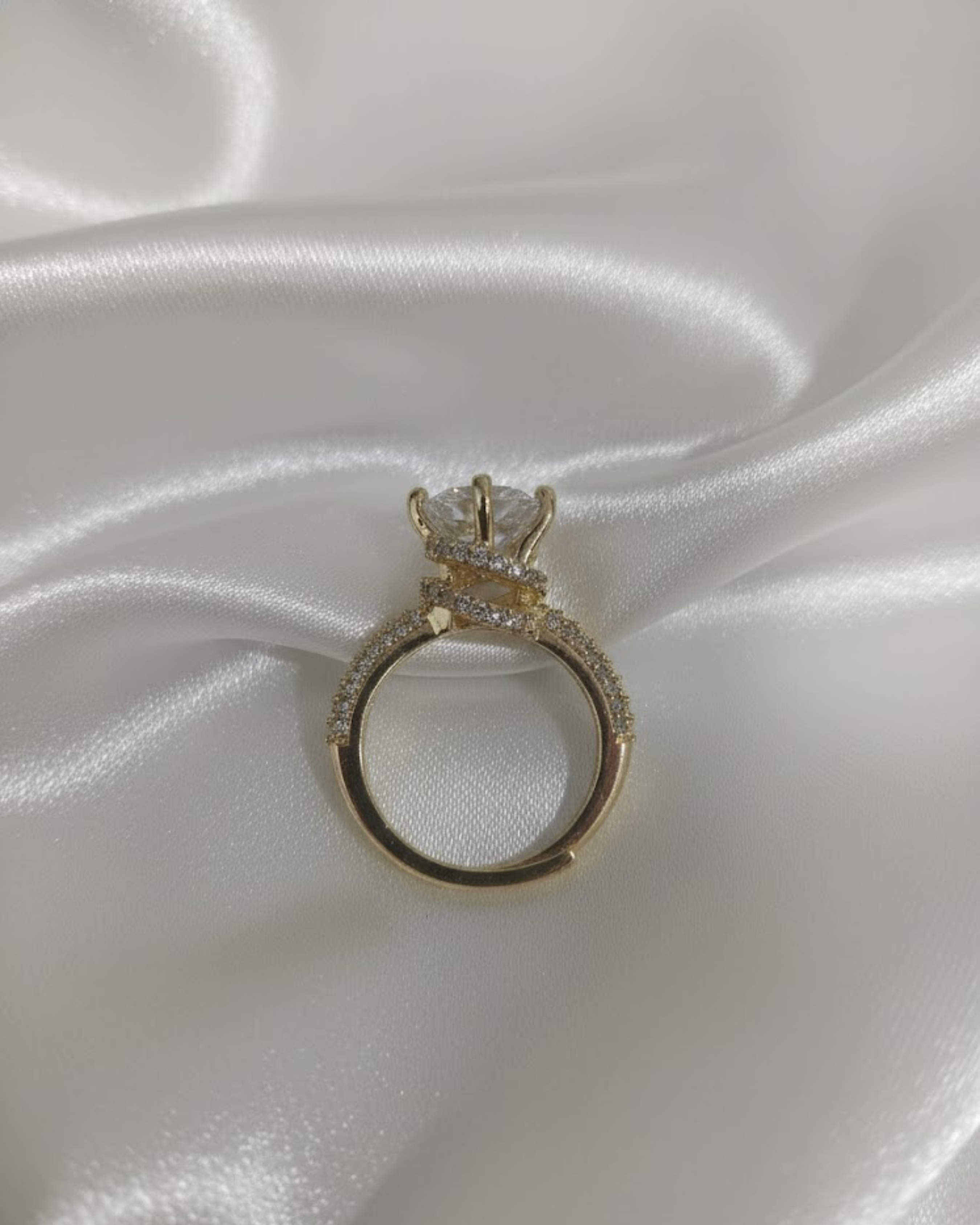 American Diamond Stone Gold Plated Ring