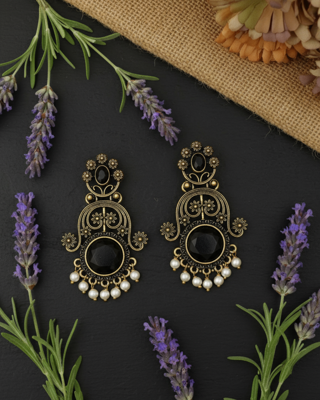 Mandakini Black Earrings
