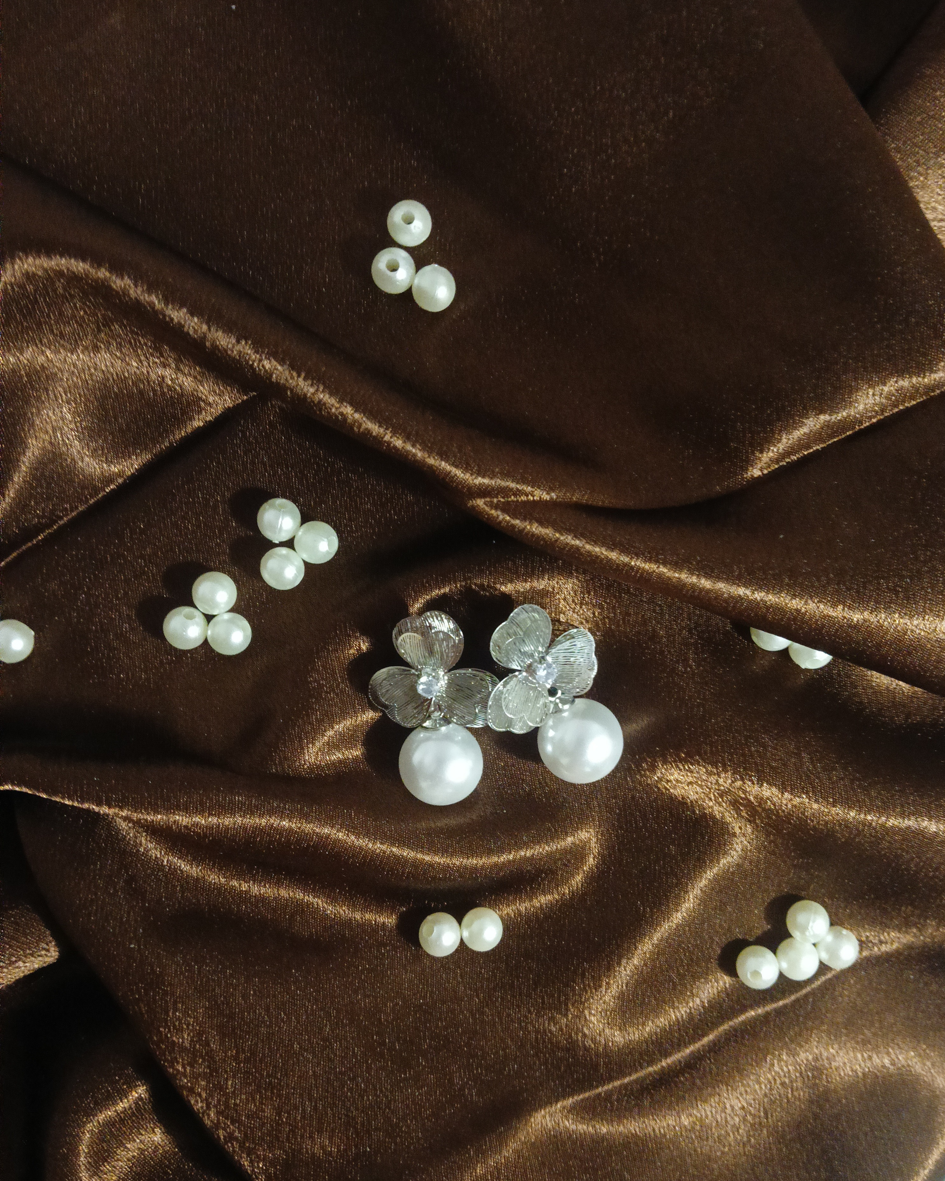 Pair of Pearl Drop Butterfly Earrings