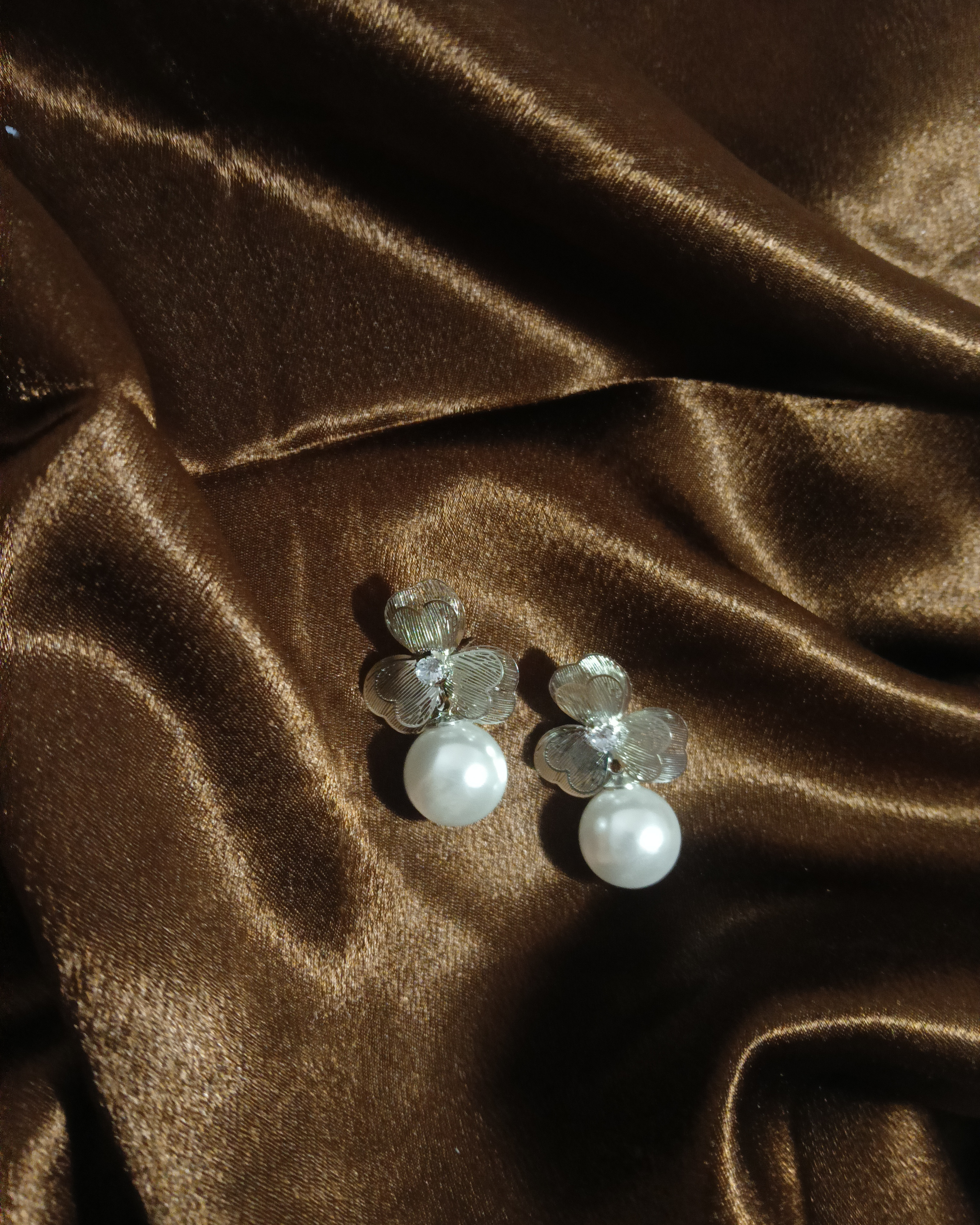 Pair of Pearl Drop Butterfly Earrings