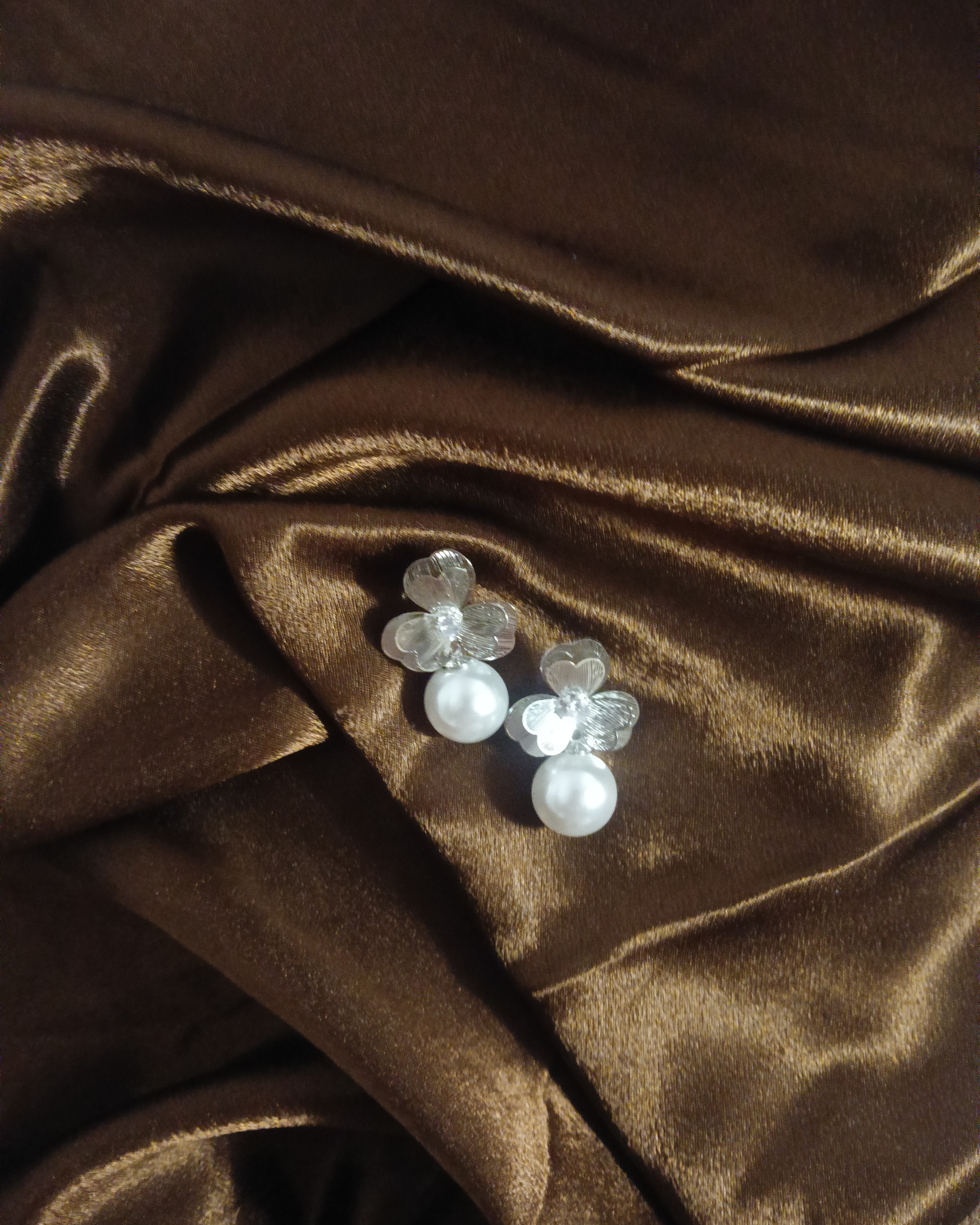 Pair of Pearl Drop Butterfly Earrings