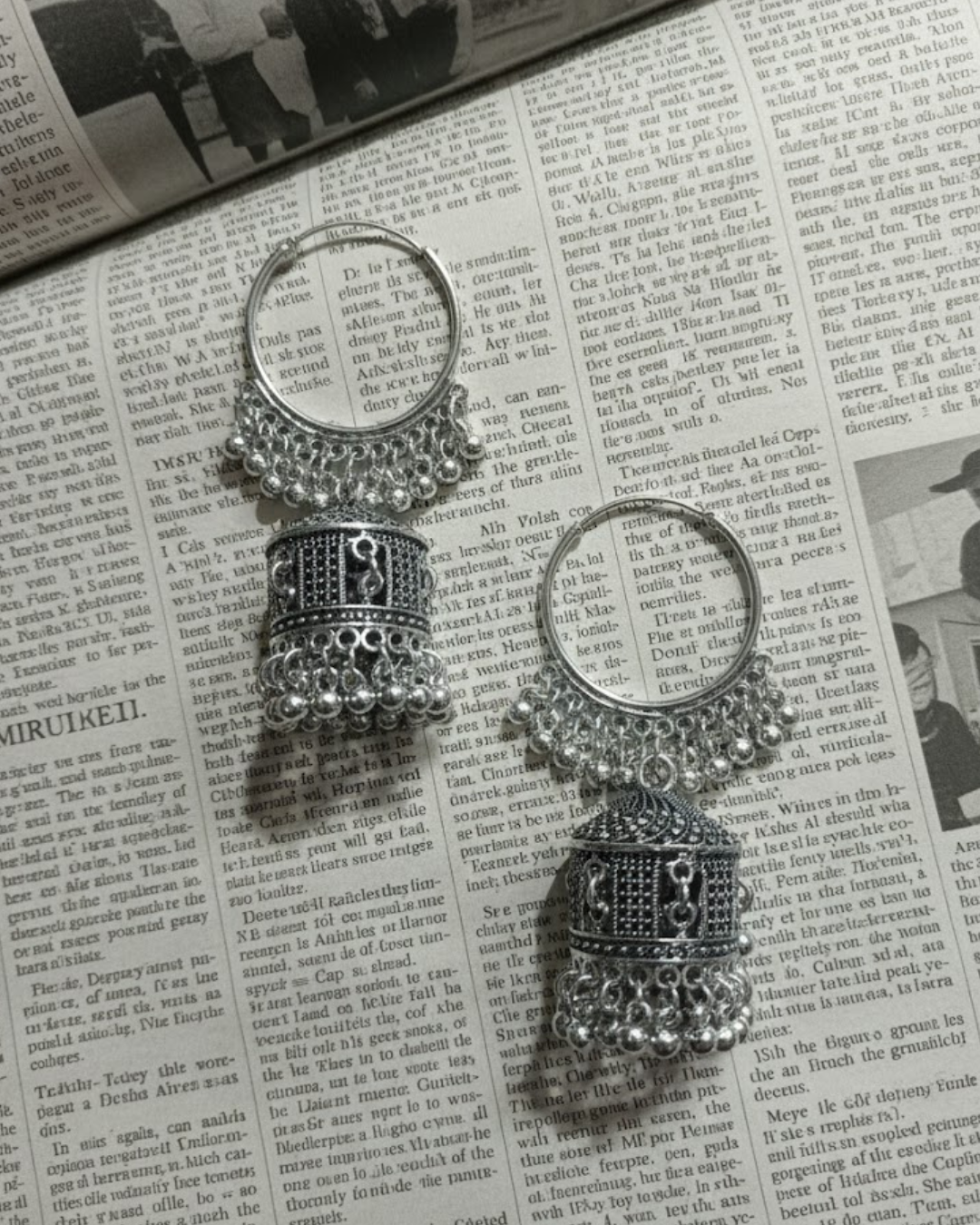 Oxidized Silver Dome Shaped Jhumka