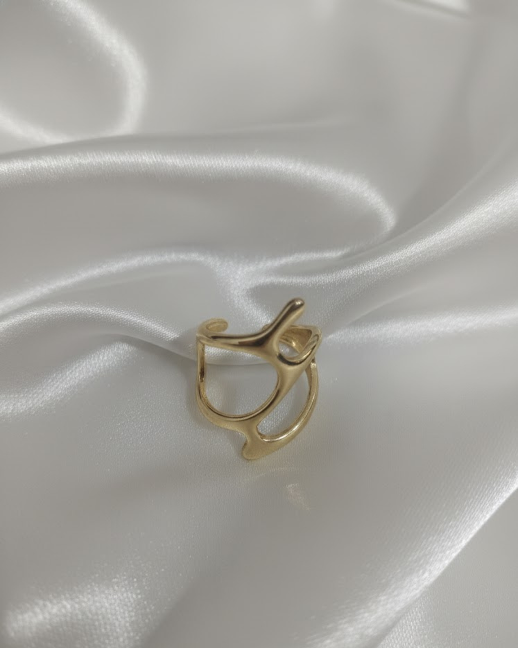 Gold Plated Irregular Chunky Open Dome Ring
