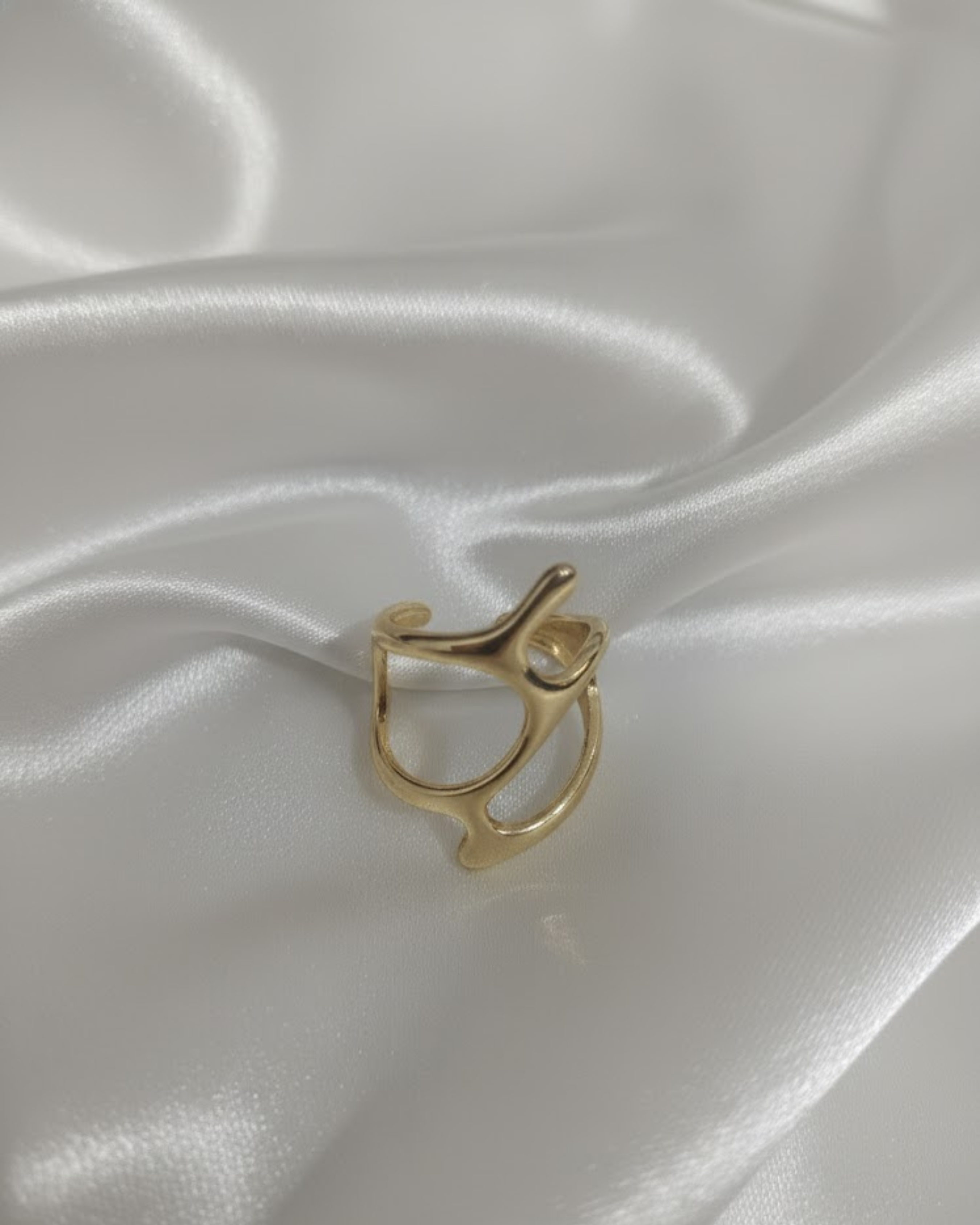 Gold Plated Irregular Chunky Open Dome Ring