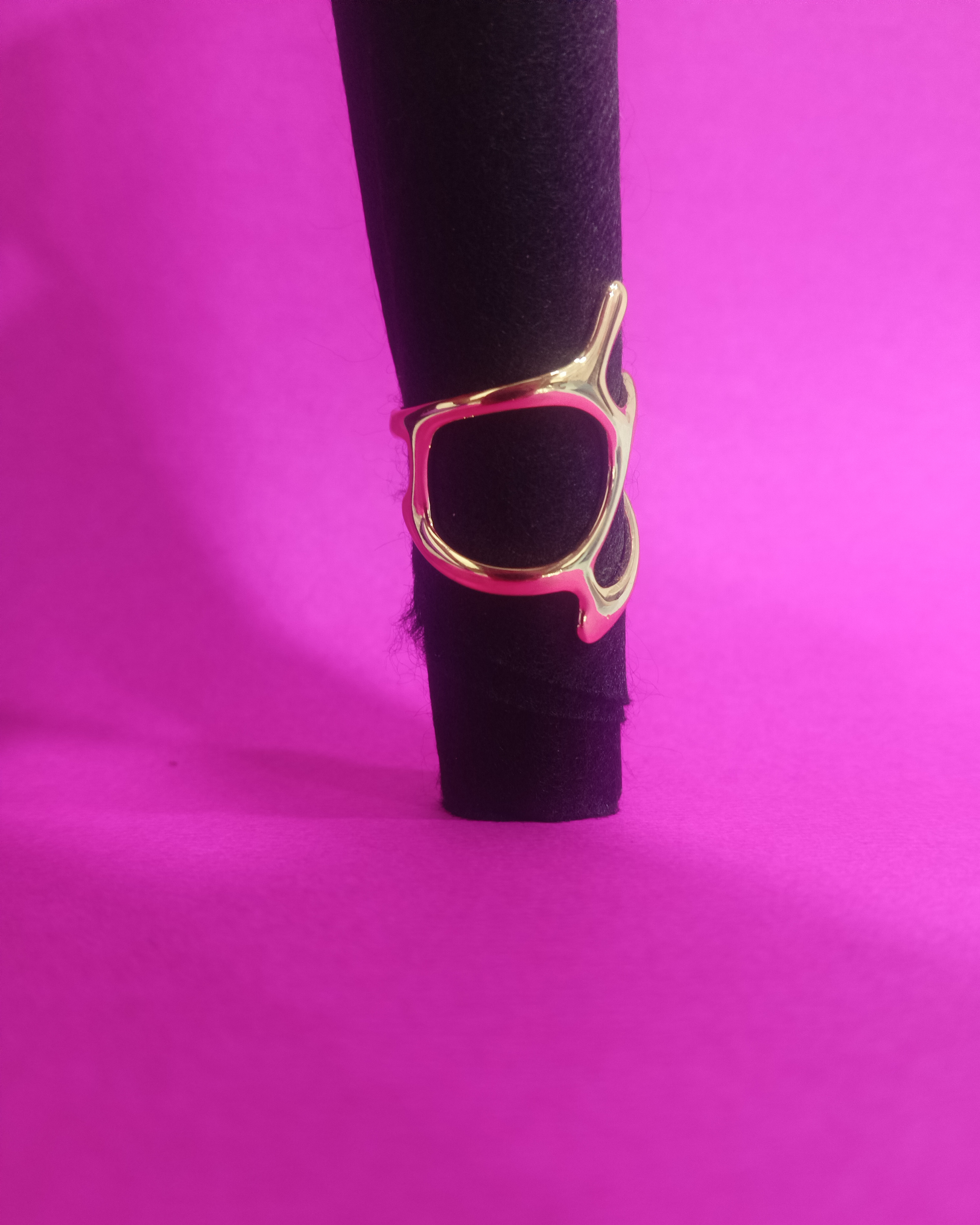 Gold Plated Irregular Chunky Open Dome Ring