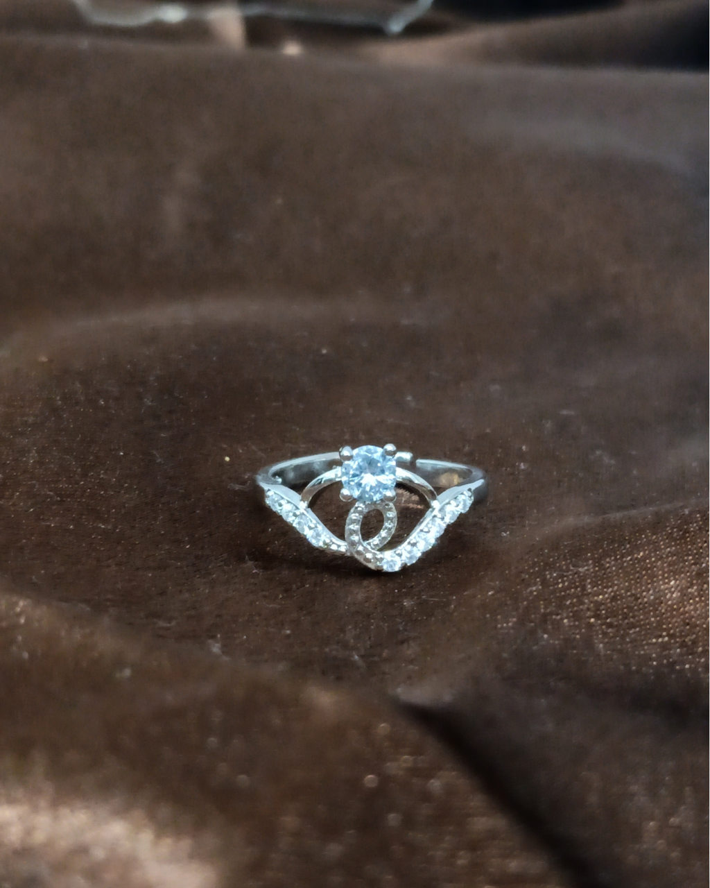 Sterling Silver Solitaire Ring with Accent Stones