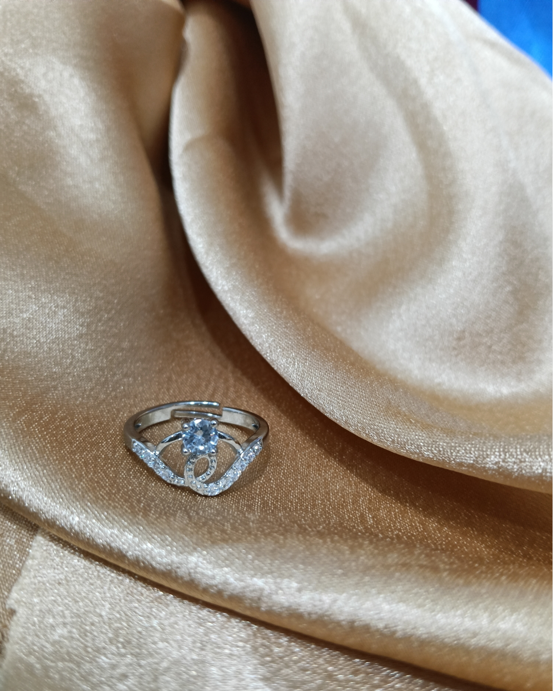 Sterling Silver Solitaire Ring with Accent Stones