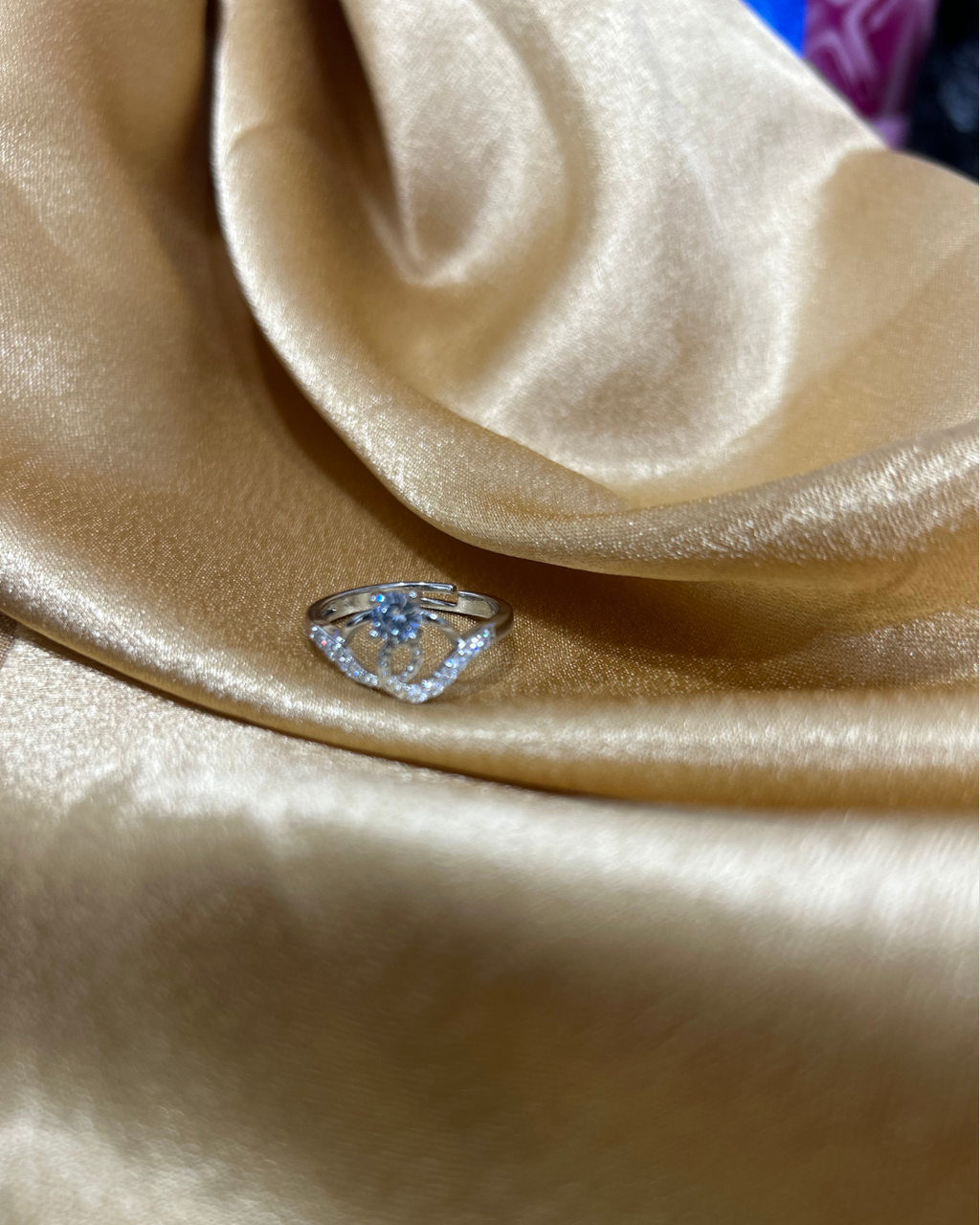 Sterling Silver Solitaire Ring with Accent Stones