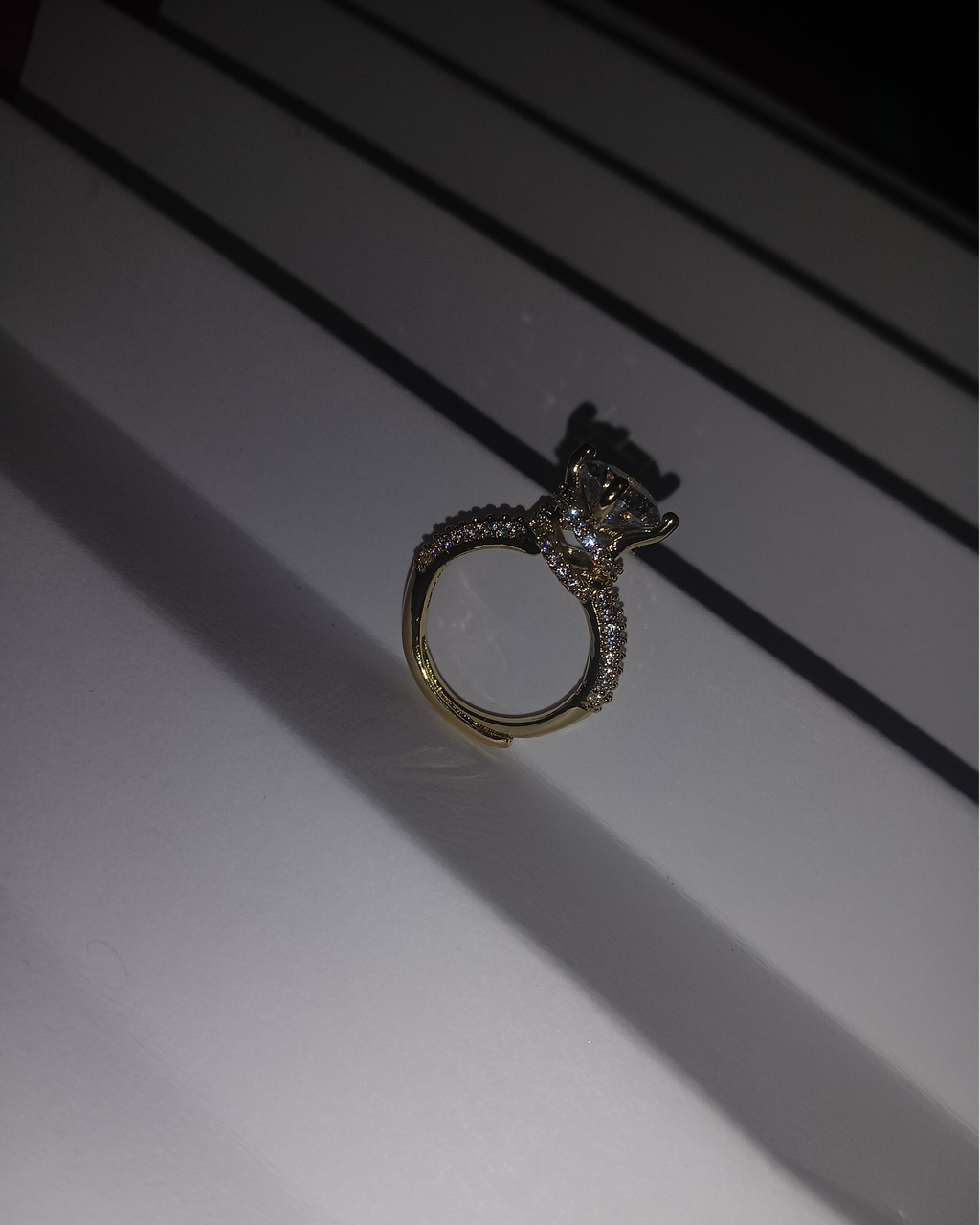 American Diamond Stone Gold Plated Ring