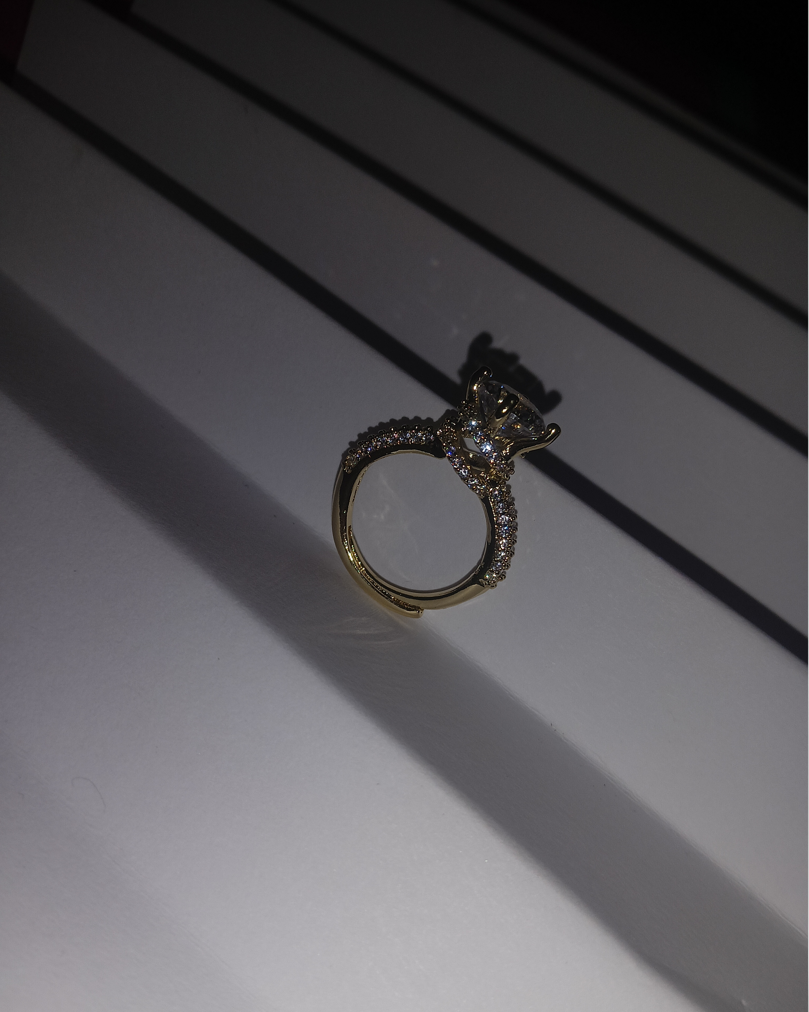 American Diamond Stone Gold Plated Ring