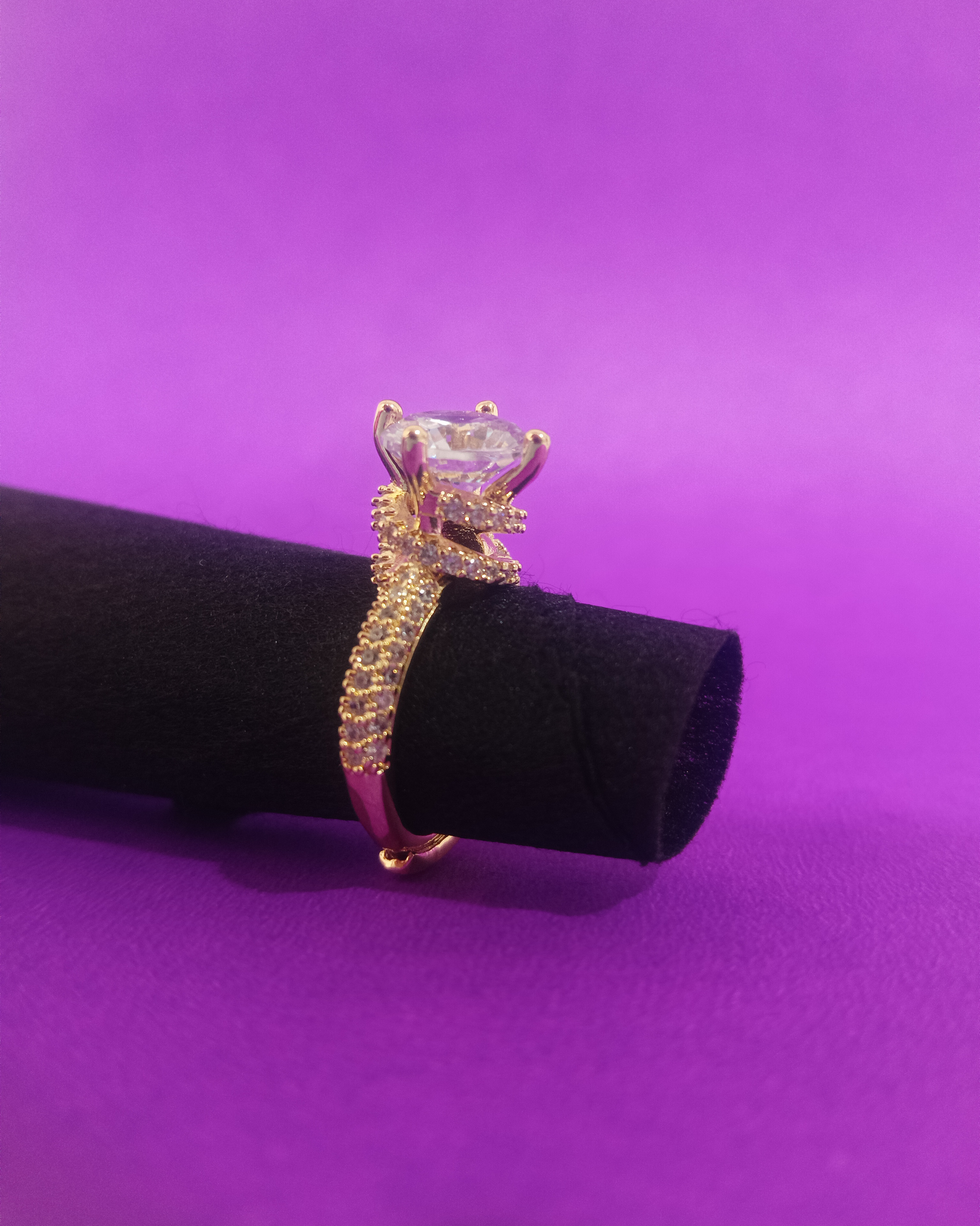 American Diamond Stone Gold Plated Ring