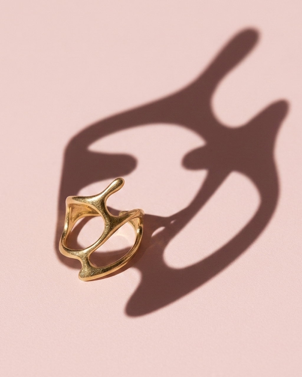 Gold Plated Irregular Chunky Open Dome Ring