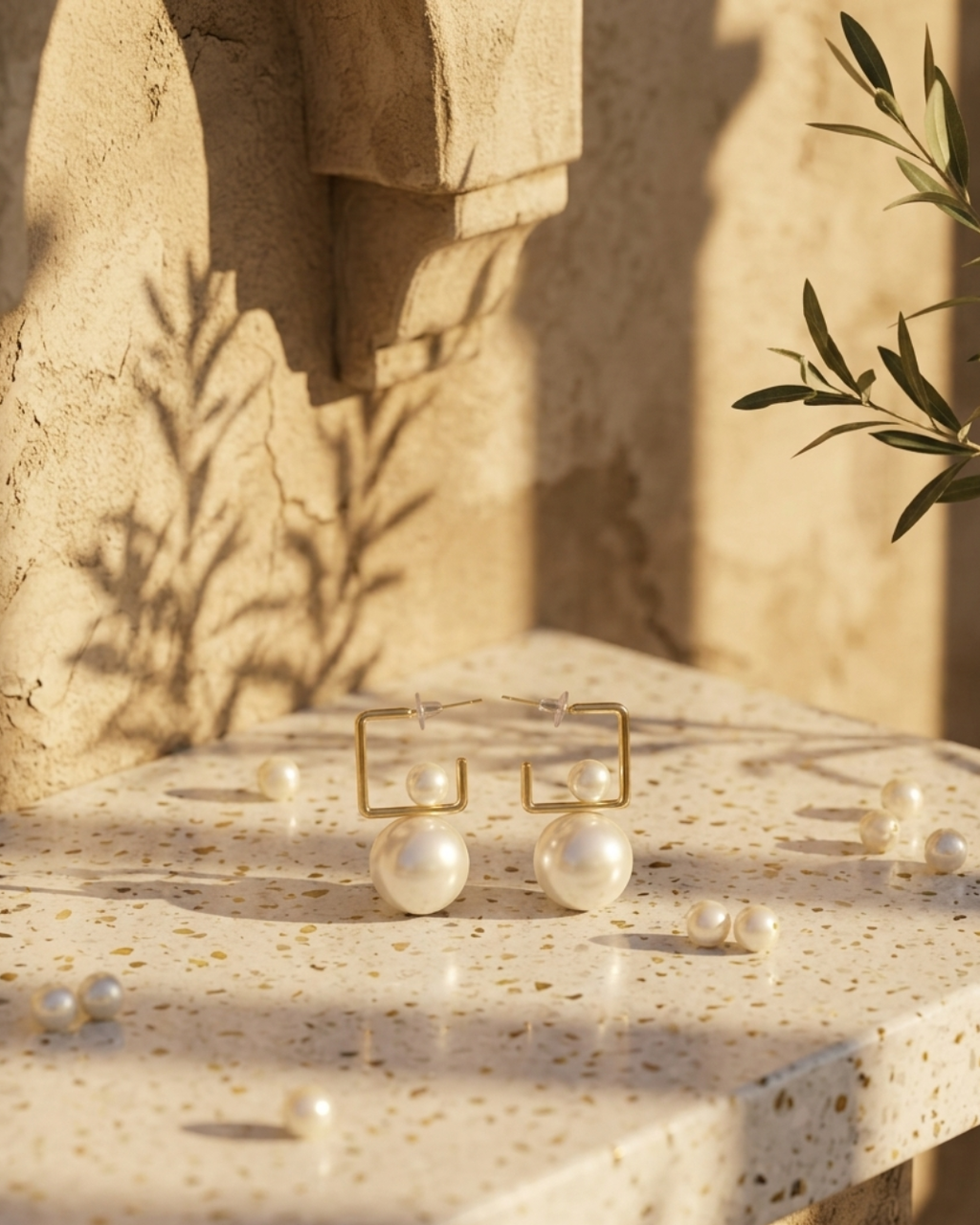 Hall of Fame Pearl White & Golden Drop Earrings