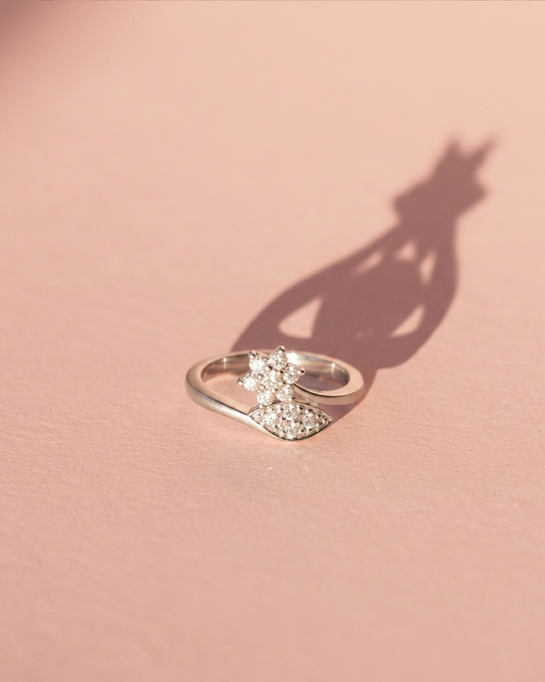 Silver Adjustable Floral Design Ring