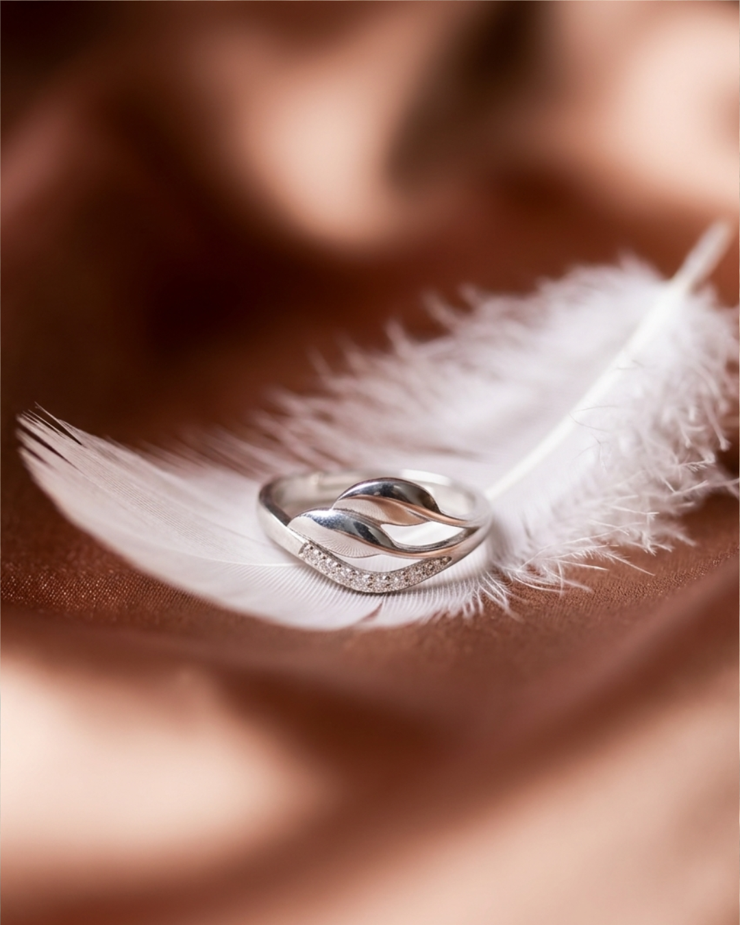 Sterling Silver Winding Wave Ring with American Diamonds