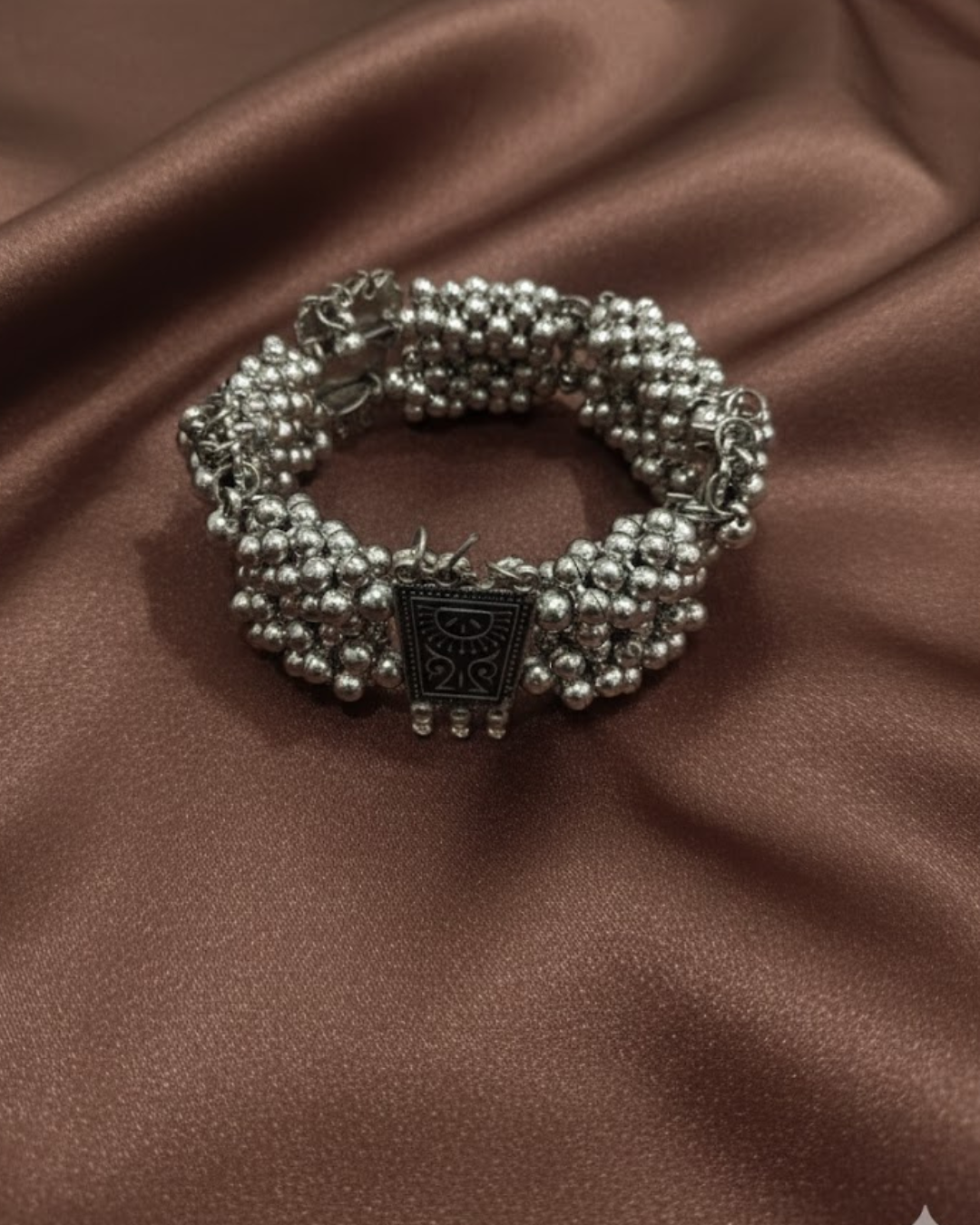Oxidized Silver Bracelet With Ghungroo Bells