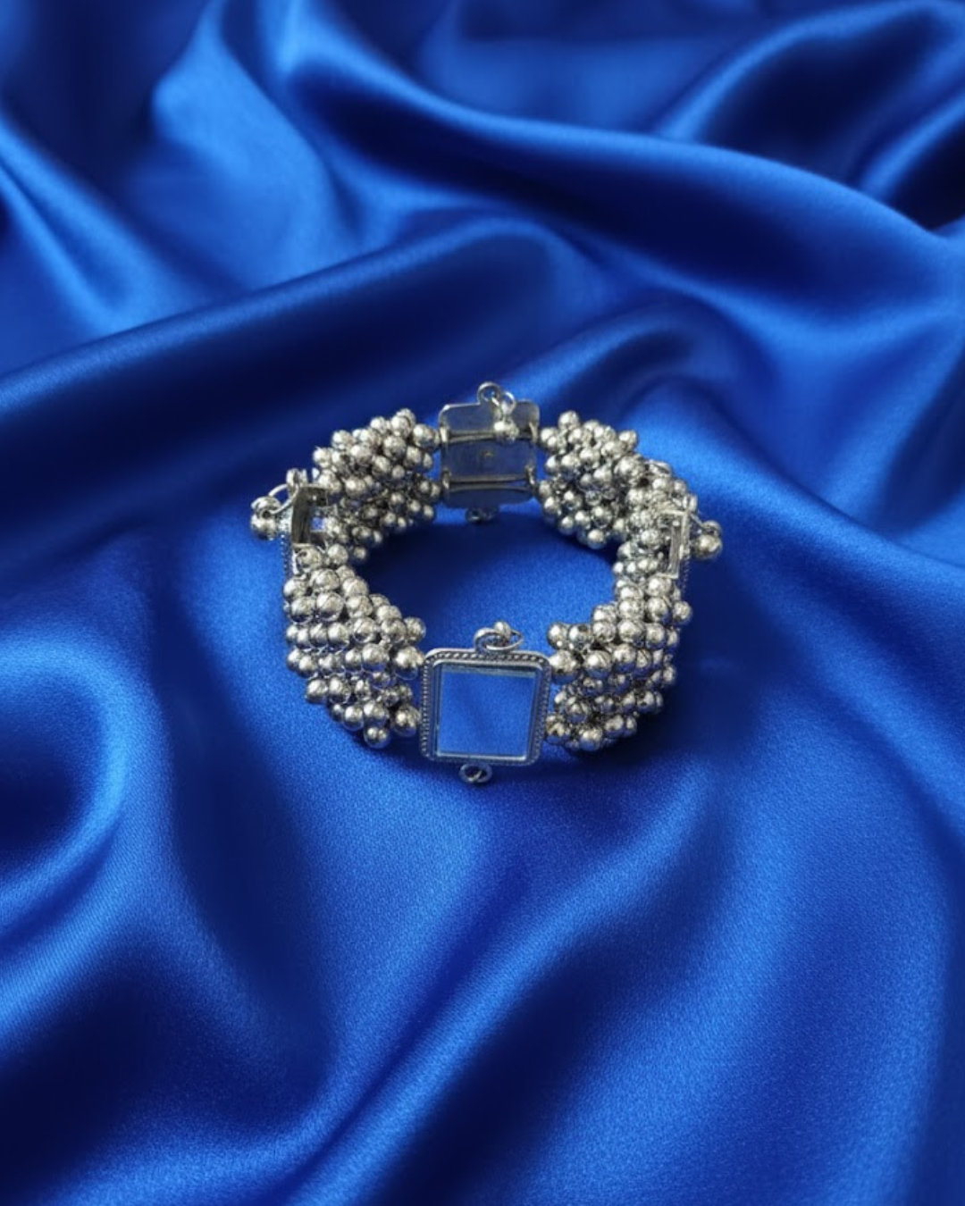 Oxidized Silver Bracelet With Mirrors Work