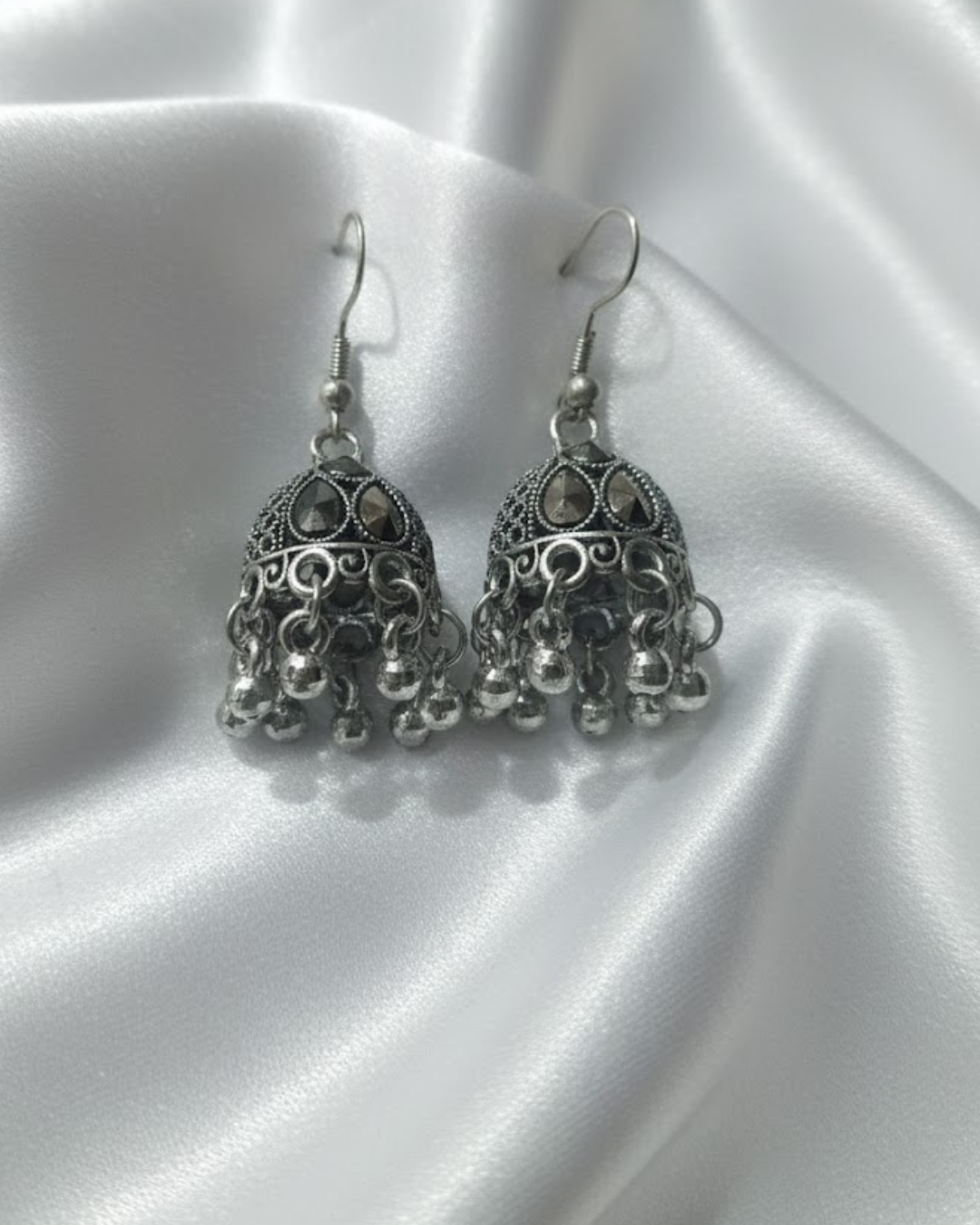 Silver Dome Shaped Jhumka