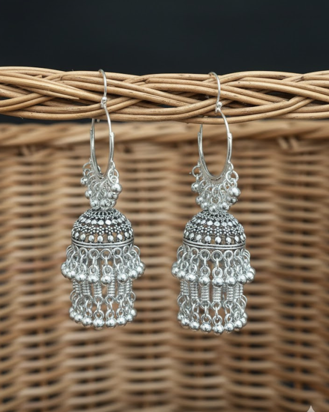 Oxidized Jhumka Earrings
