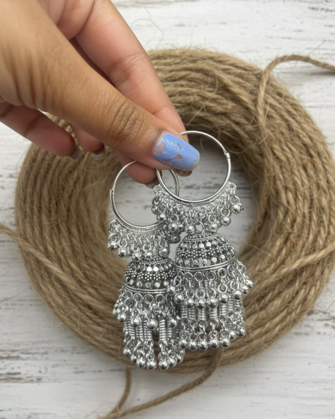 Oxidized Jhumka Earrings
