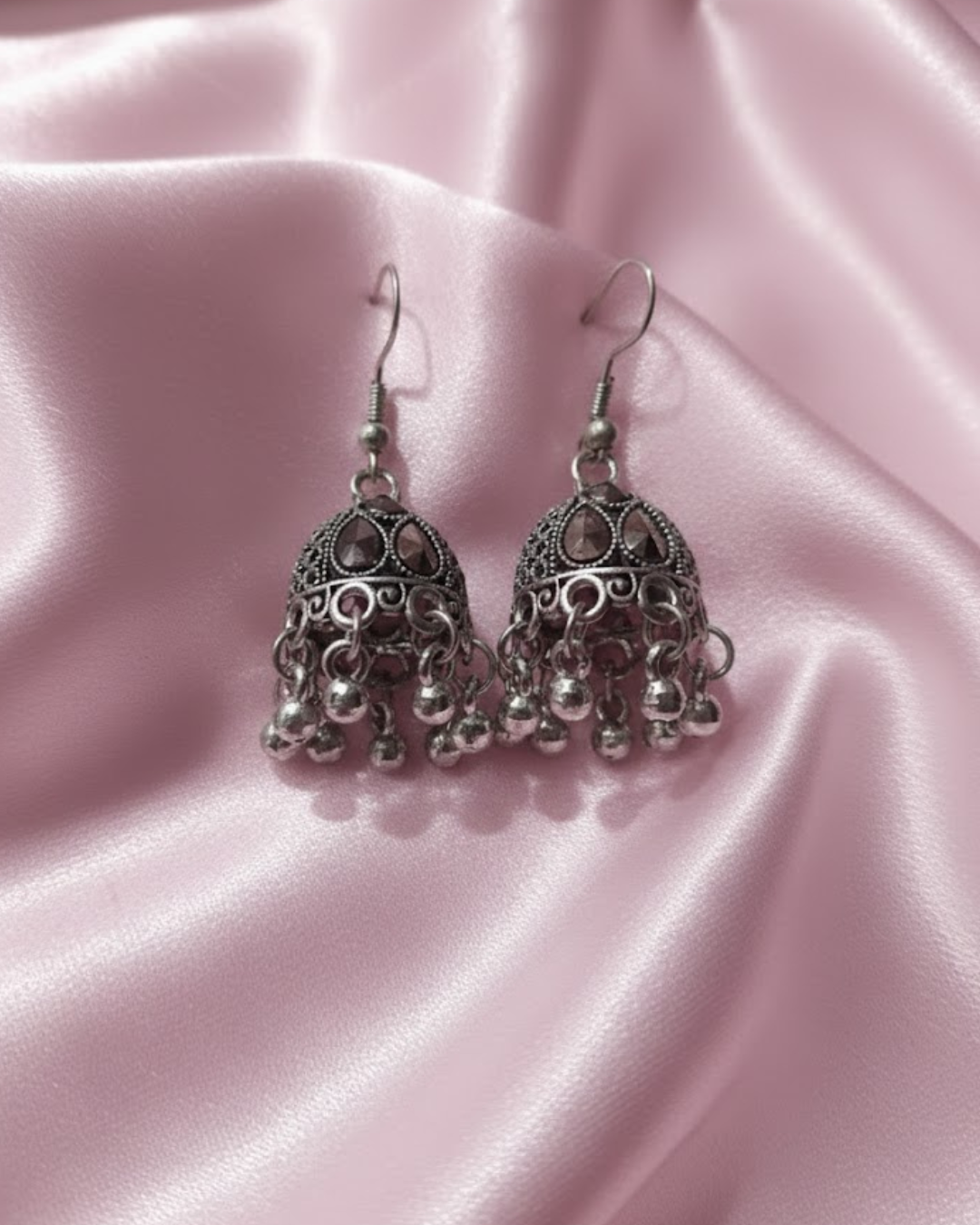 Silver Dome Shaped Jhumka