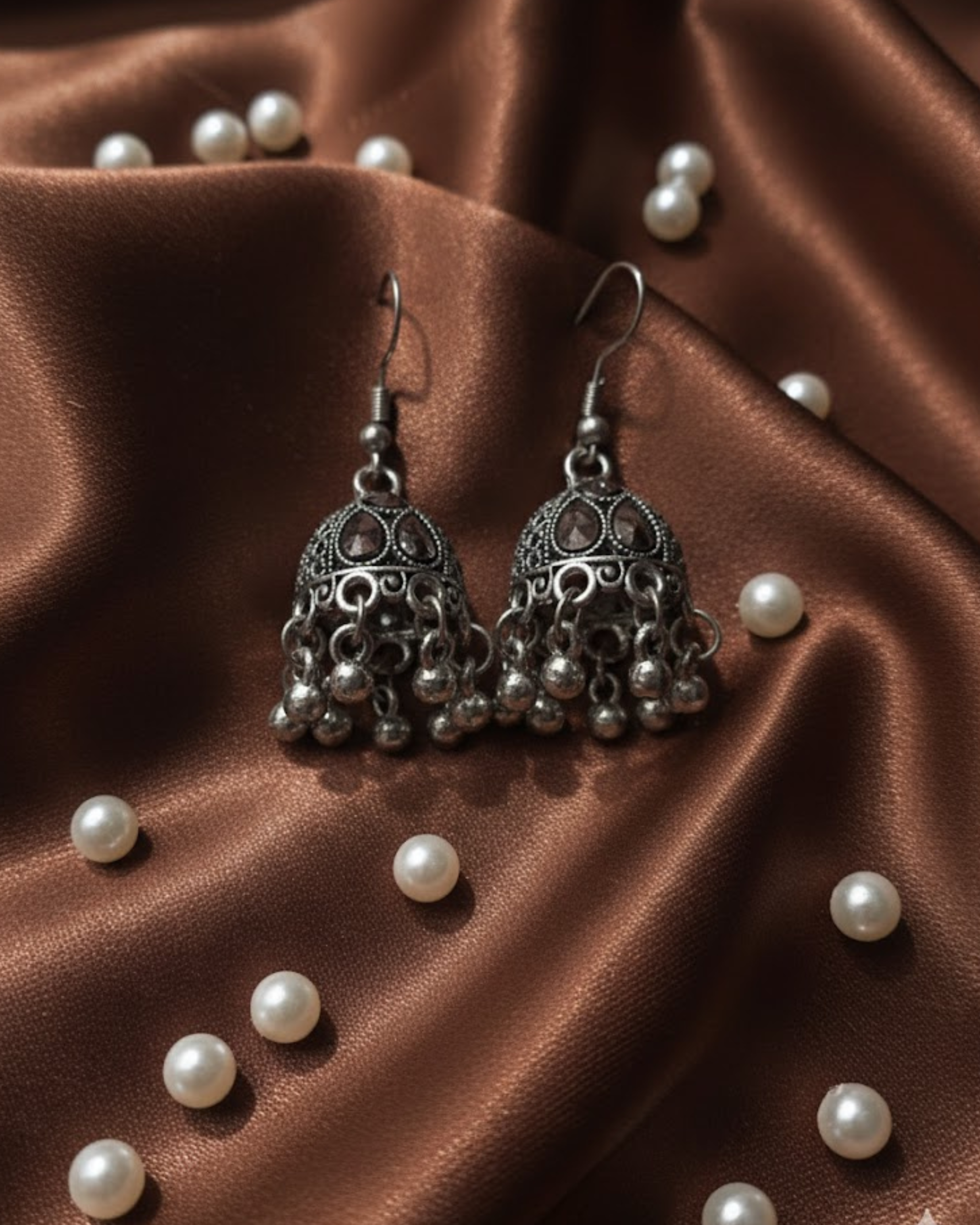 Silver Dome Shaped Jhumka