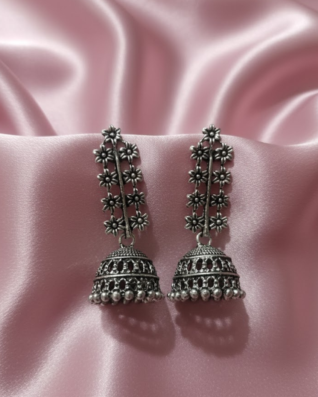 6 Combo Set Of Silver Oxidized Jhumke