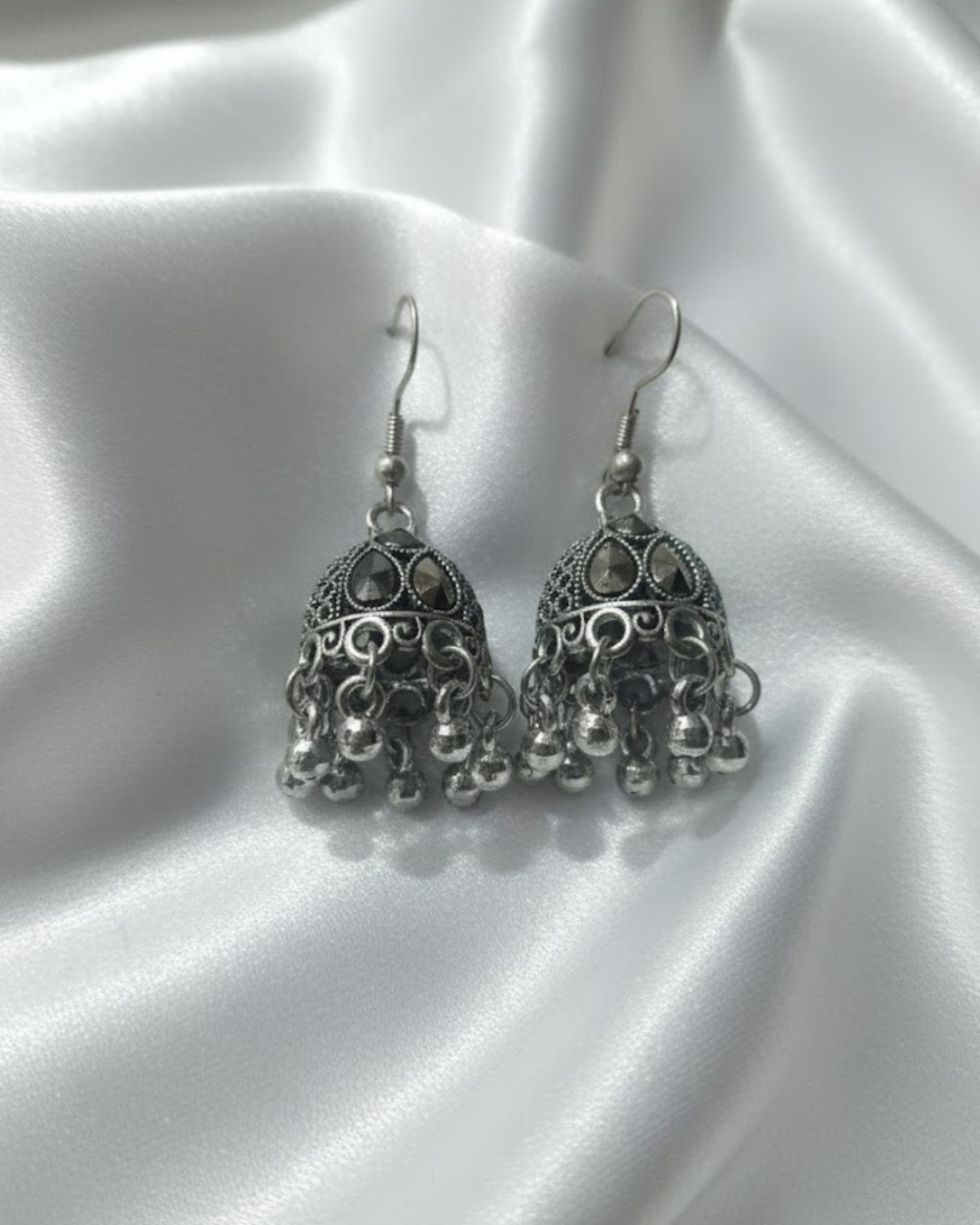 6 Combo Set Of Silver Oxidized Jhumke
