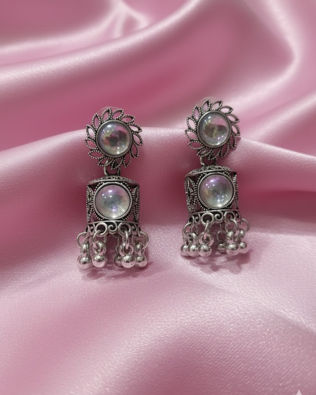 6 Combo Set Of Silver Oxidized Jhumke