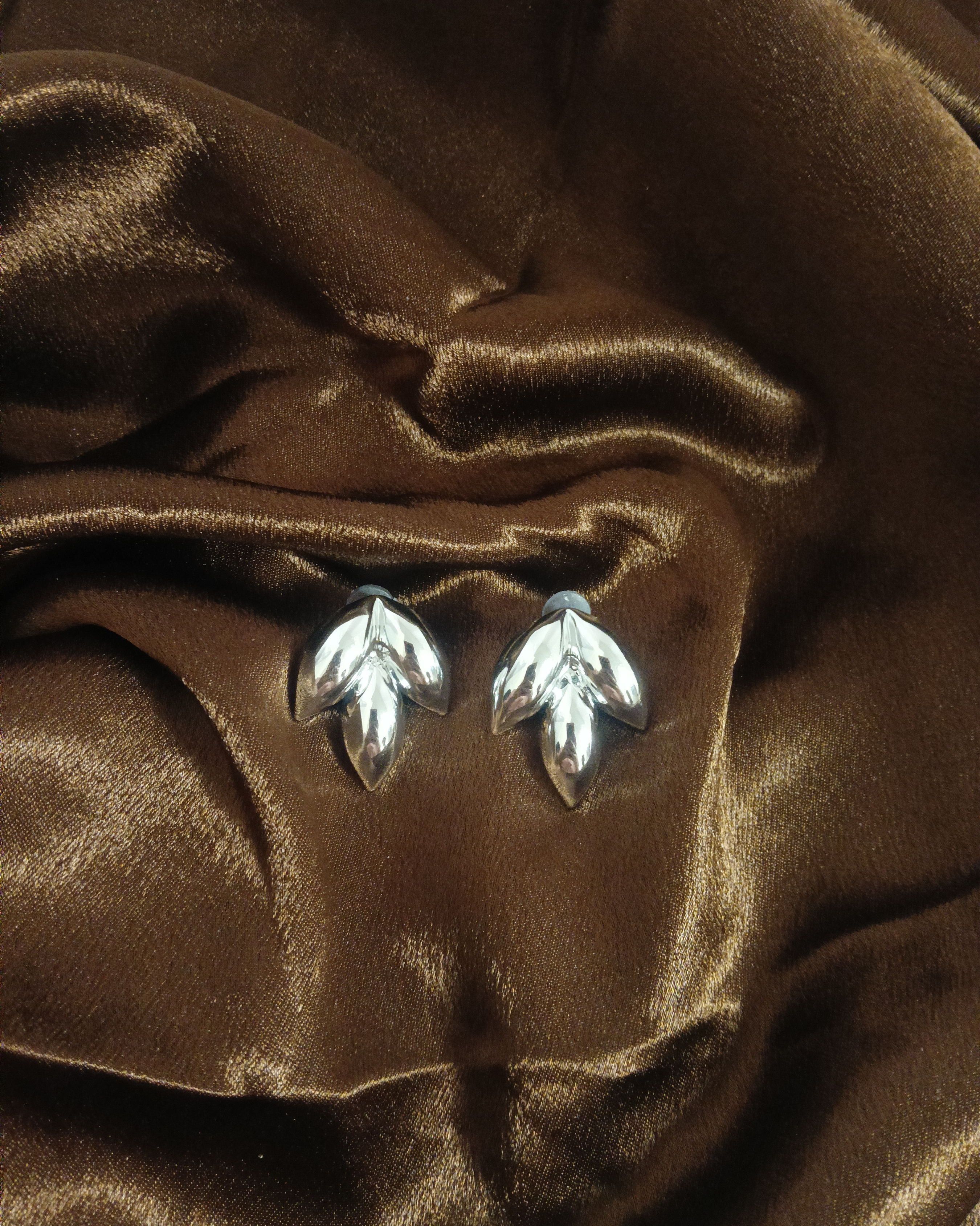 Pair Leaf Shaped Stud Earrings