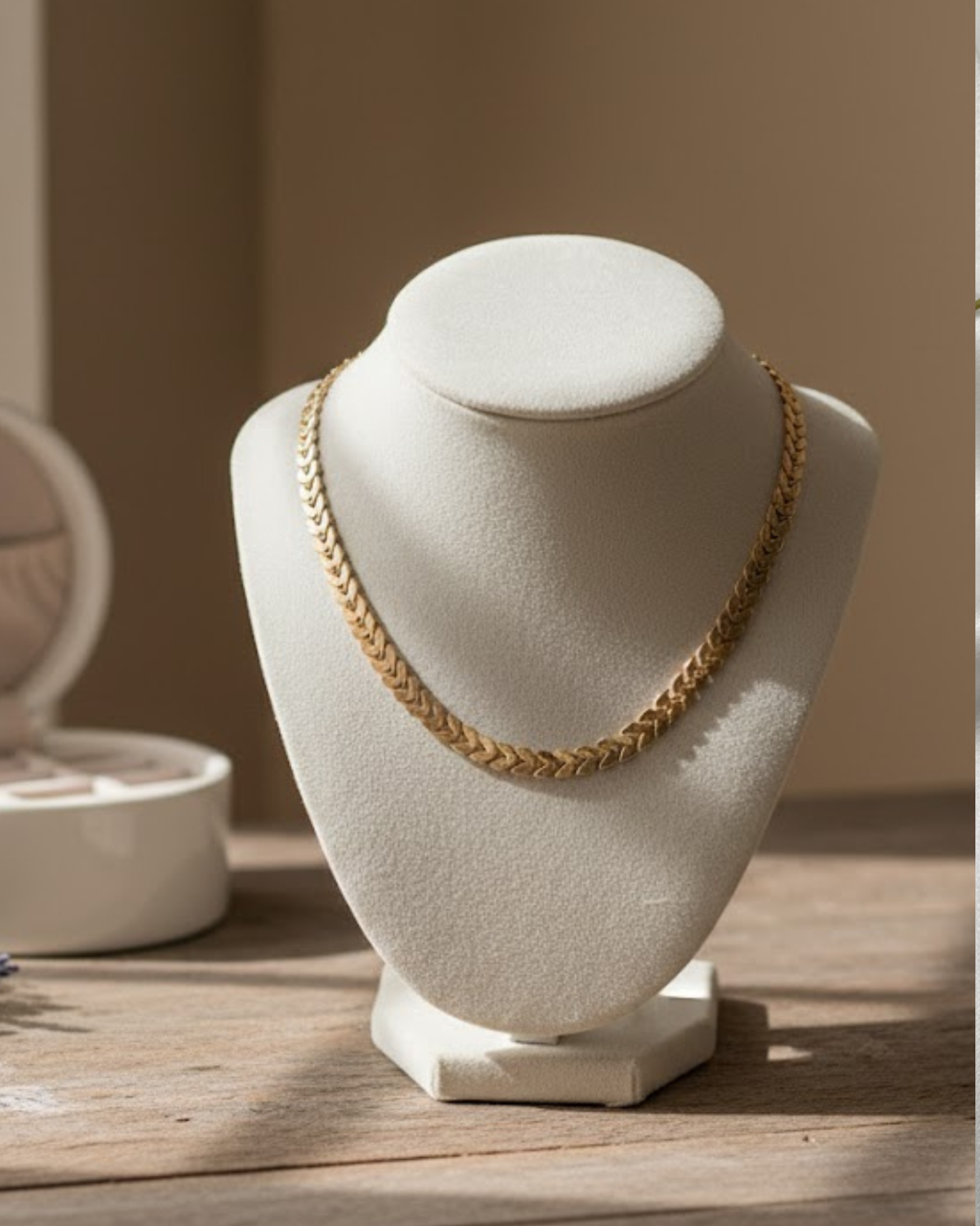 Golden Gleam Herringbone Necklace