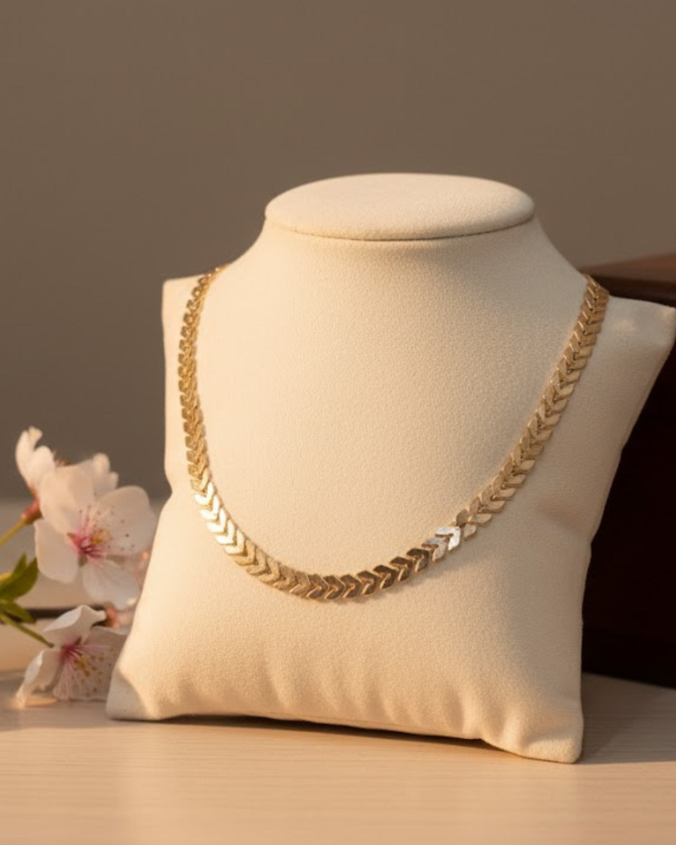 Golden Gleam Herringbone Necklace
